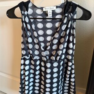 White House Black Market Black and White Polka Dot Wrap Top
